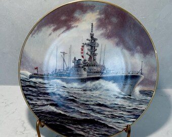HMCS Saskatchewan Destroyer Escort Guns at Sea Limited Edition Plate by Robert J. Banks
