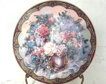 Lena Liu Fairy Plate, Peony Flowers, 22K Gold Border