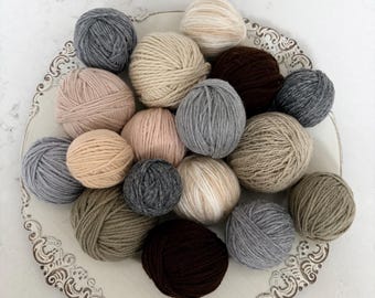 Destash Yarn in Shades of Beige and Grey.  1 Pound Assorted Mixed lot of Yarn Scraps for Crafting, Crochet and Knitting