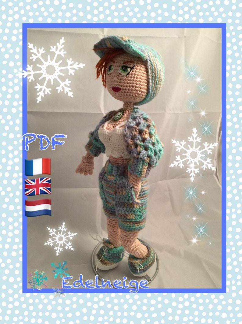 Tutoriel PDF amigurumi crochet, Poupée La Parisienne image 1