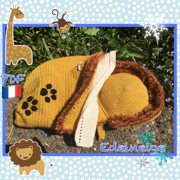 Tutoriel PDF amigurumi crochet, Sac de couchage Lion pour le chat Ten'kei ou le chien Yoshe