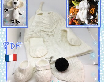 Tutoriel PDF amigurumi Crochet, Vêtement de Fantôme pour le chien Yoche