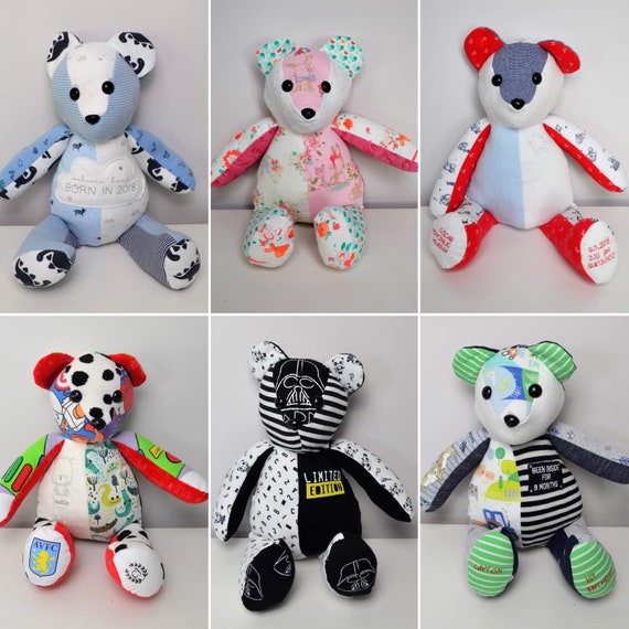 stuffed animal made from baby clothes
