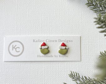 Pendientes Mean One Stud / Navidad / Regalos hechos a mano / Hipoalergénicos / Ligeros / Pendientes de arcilla / Kalico Citten Designs