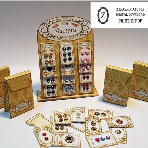 Dollhouse Download/pdf/KIT to make Deluxe Button stand (V2) and button bag display instant digital printie