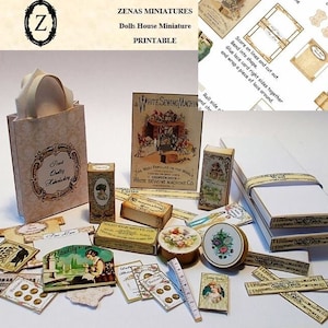 Puppenhaus Download/pdf zum Herstellen von 25 x Kurzwarenausschnitten im Maßstab 1/12 Miniatur