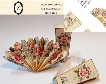 Dollhouse Download/pdf to make Fan with box instant digital miniature DIY printie kit
