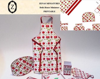 Dollhouse Download/pdf to make kitchen textile accessories 1/12th miniature