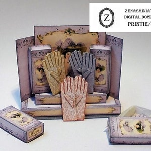 Dollhouse Geraldine Handschuhe Display Download/kit/pdf Miniature 1/12th digital printie