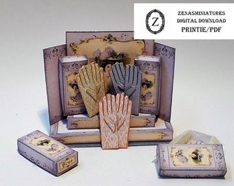 Dollhouse Geraldine Gloves Display Download/kit/pdf Miniature 1/12th instant digital printie