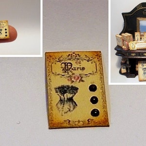 Poppenhuis klassiek korset knop kaart vintage stijl 1:12 miniatuur 1/12e