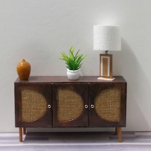 Dolls house Mid Century style Sideboard Cabinet handmade 1/12th scale