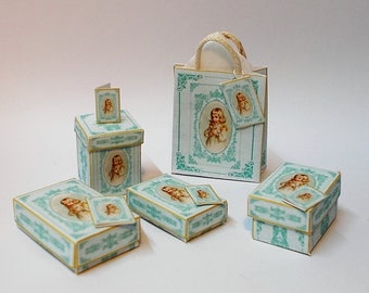 Dollhouse Box & Bag set Miniature 1/12th Arabella