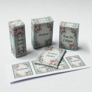 Dolls house Miniature Toiletries Shabby Chic set 1/12th scale