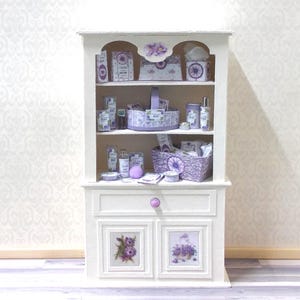 Dollhouse Lilac Dresser with perfume and toiletry accessories handmade 1/12th scale