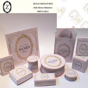 Dollhouse kit to make Macaroon Boxes & bags Miniature 1/12th Download pdf