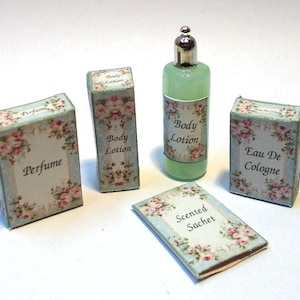 Dolls house Miniature Toiletries Shabby Chic set 1/12th scale