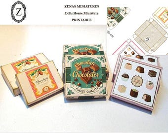 Dolls House Download-Chocolate Box sweet Shop,candy kit - 1/12th miniatures, pdf,jpg