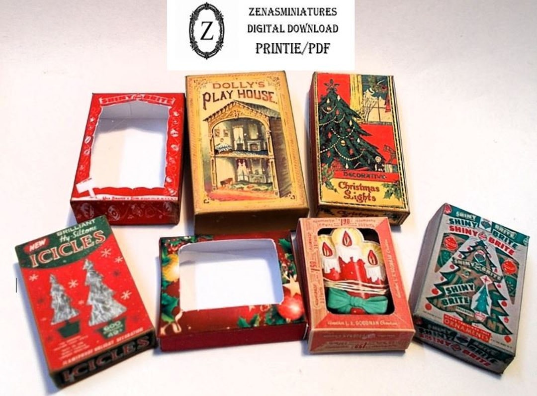 Dollhouse Download Pdf - Vintage Christmas Boxes 1:12 Miniature - Etsy