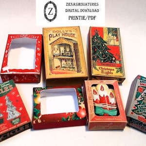 Dollhouse Download pdf - Vintage Christmas Boxes  1:12 Miniature