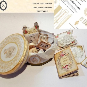 Dollhouse Wedding Kit: Miniature Hat Box, Haberdashery, Book (Digital Download)