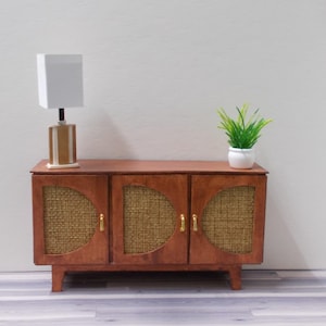 Dolls house Mid Century style Sideboard Cabinet handmade 1/12th scale