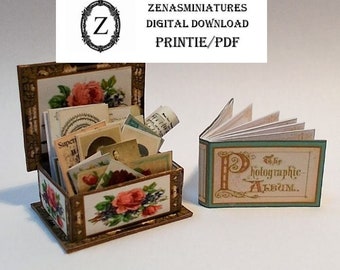 Dollhouse Download/pdf/printie -Keepsake Box & Photograph Album 1/12th miniature KIT
