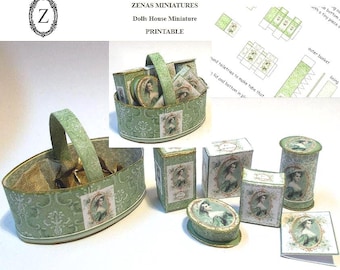 Dollhouse Perfumery Basket Kit: Miniature Soap & Perfume Boxes (Digital Download 1/12th Scale)