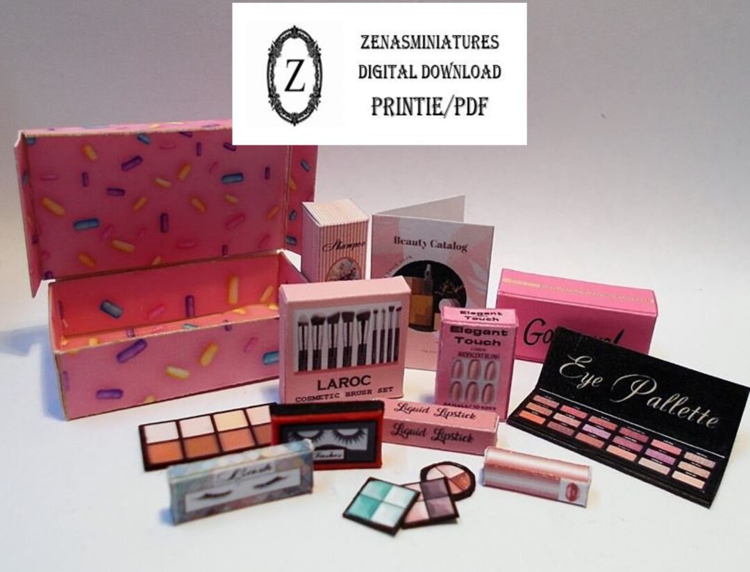 Dollhouse Printable to Make Modern Cosmetics,makeup 1/12th & 1/6th