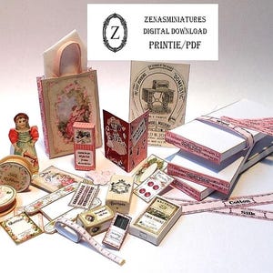 Dollhouse Haberdashery Download/pdf to make 25  items for sewing shop 1/12th miniature