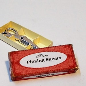 Dollhouse scissors with box labelled pinking shears Miniature 1/12th