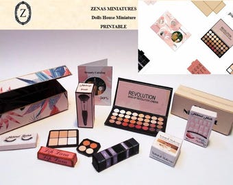 Dollhouse cosmetics,make up miniatures printable 1:12 and 1/6th Download