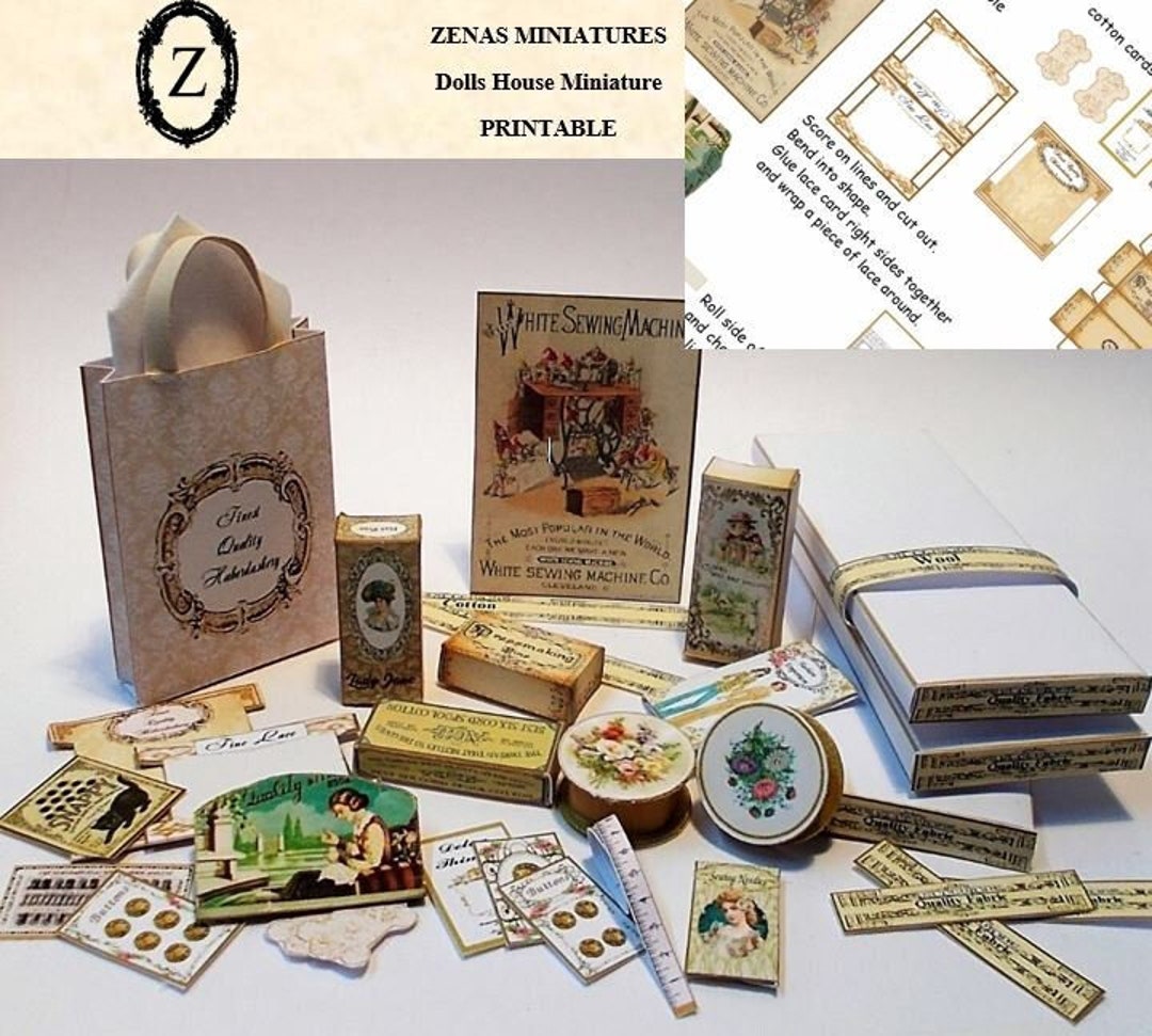 Dollhouse Download/pdf to Make 25 X Haberdashery Cut Outs 1/12th Miniature - Etsy dollhouse-download-pdf-to-make-25-x-haberdashery-cut-outs-1-12th-miniature-etsy