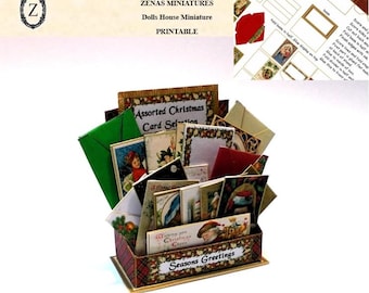 Dolls House kit Christmas Card Display Download/pdf - 1/12th Miniature