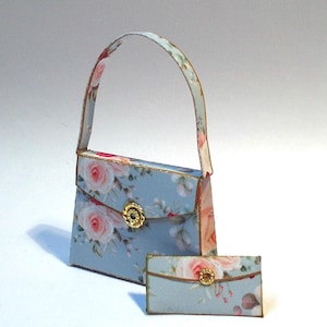 Hand bag with purse/wallet set no2 Dollhouse Miniature 1/12th floral