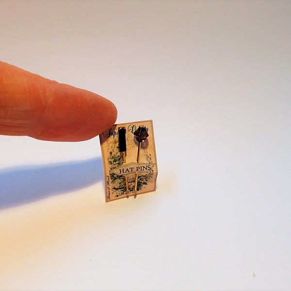 Dolls house Hat Pin card No2 Miniature 1/12th scale Vintage Style