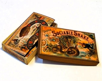 Puppenhaus Miniatur 1:12 viktorianischen, Vintage Game Box / Spielzeug - Sociable Snake c1890