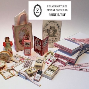 Dollhouse Haberdashery Download/pdf to make 25  items for sewing shop 1/12th miniature