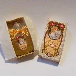 Dollhouse Perfume/Toilet water bottle & Box Vintage style 1:12 Miniature (PB16) Lady Marian