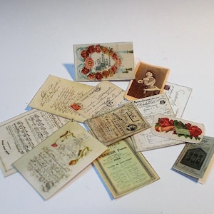 Éphémères vintage Dollhouse, factures, factures, lettres 1/12ème miniature