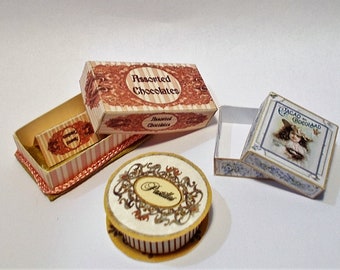 Dolls house set of 3 chocolate boxes  Miniature 1/12th