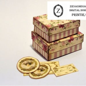 Casa de muñecas Descarga/pdf/kit-Cajas de regalo Lady Purple, miniatura 1/12, instantánea, digital