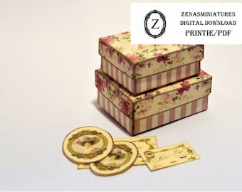Casa de muñecas Descarga/PDF/Kit - Cajas de regalo Lady Purple, miniatura a 1/12, instantánea, digital