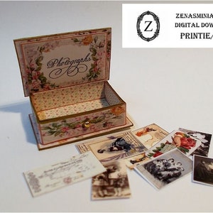 Dollhouse Photo box kit Digital Download/pdf - Spring Floral keepsake box