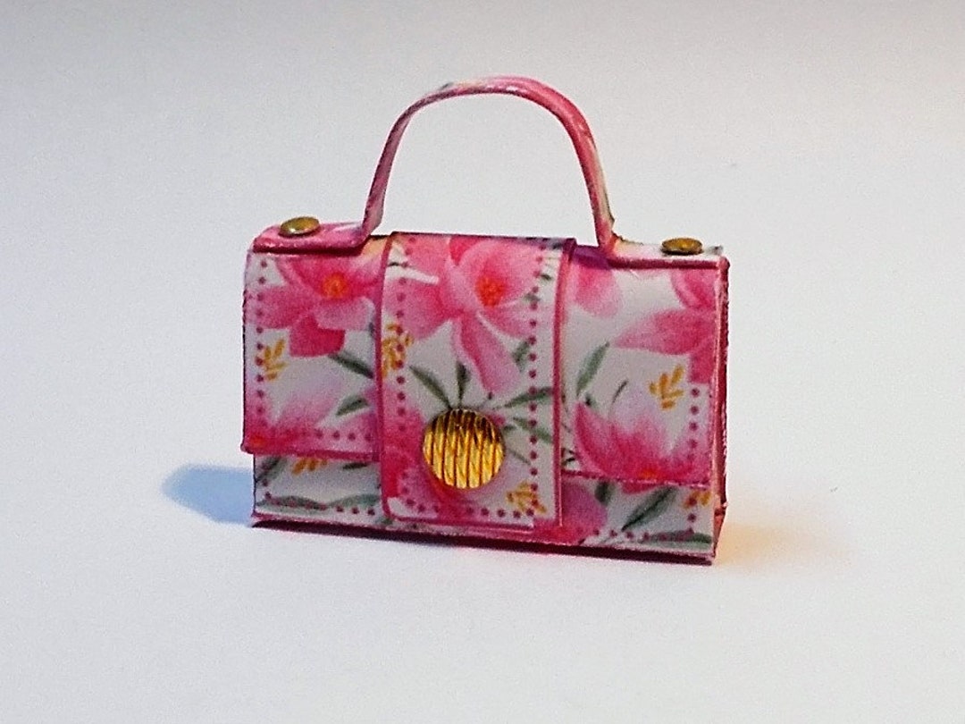Dollhouse Handbag/purse Pink Floral Modern Bag Miniature 1/12th Etsy