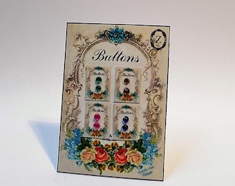 Dollhouse Button Stand vintage style floral haberdashery, sewing shop display