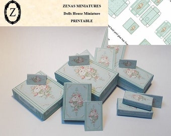 Dollhouse Download-Gift Box set Green shabby chic instant digital/pdf/printie KIT - miniature 1/12th