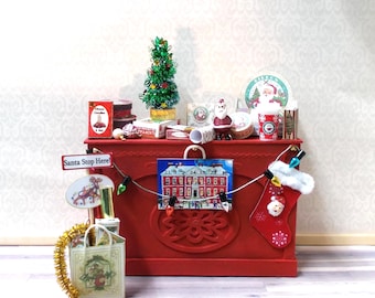 Dolls house decorated Christmas Shop Counter 1/12th scale