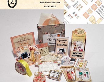 Dollhouse printable - Modern Haberdashery 1/12th miniatures, sewing, buttons stand #1 pdf Download