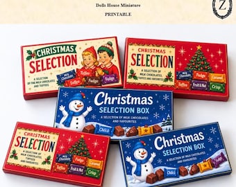 Dollhouse Retro Christmas Selection Boxes Kit No2 (makes 7 boxes)  1:12
